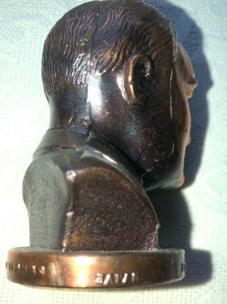 Vintage Japan Die Cast Bronze Franklin Delano Roosevelt Bust Warm Springs 3 inch 4