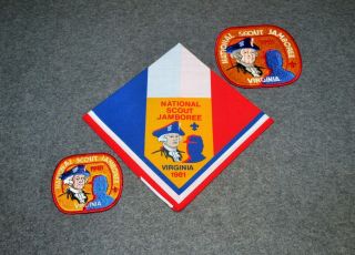 Bsa 1981 National Scout Jamboree Participant Neckerchief And Patch Set