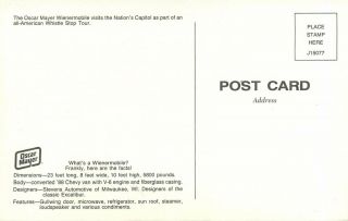 Vintage Postcard Oscar Mayer Wienermobile Washington Monument DC Whistle Stop 2