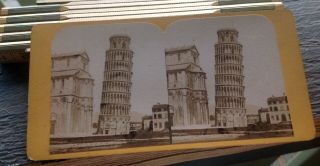 The Leaning Tower Of Pisa Italy Architecture Stereoview Stereo Card Scope