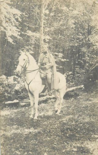 World War One Real Photo Postcard Horseman Military Solsier Cavalry Uniform