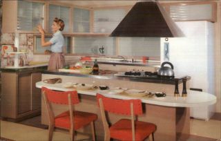 Custom Kitchen Vintage 1950s D‚cor Wood - Metal Chrome Adv Postcard