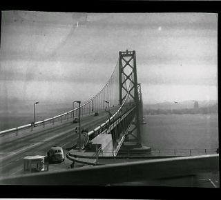 Vintage 1938 Photo Neg Of San Francisco Bay Bridge Toll Booth In Oakland & Cars