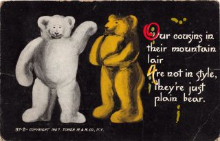 Gold & White Bears Our Cousins In Their Mountain Lair Greeting Postcard C1910s