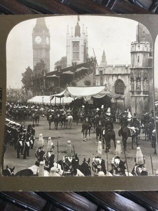 King Edward Coronation London Stereoview Photo 1902 Departure Westminster Abbey