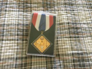 Vintage Knights Of Columbus Color Corps 4th Degree Emblem/jewel With Ribbon