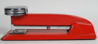 Vintage Monarch Office Stapler,  Scarce Red & Chrome,  Vail Mfg Co.  8.  25 "