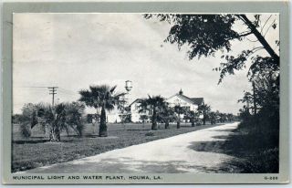 Houma,  Louisiana Postcard " Municipal Light & Water Plant " Wayne Paper 1944