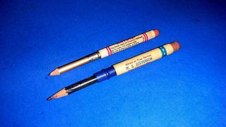 Pair Vintage Bullet Advertising Pencils: Lord ' s Prayer & Stevenson,  Lindsay,  Ca. 4