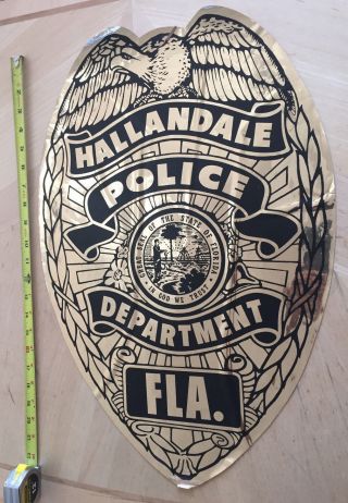 Hallandale Florida Police Department Cop Car Door Shield Decal Fl