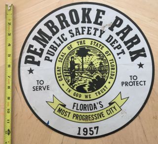 Pembroke Park Fl Public Safety Department Cop Car Door Shield Decal Florida