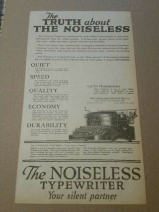 1922 The Noiseless Typewriter Newspaper Ad The Truth - Baltimore,  Maryland