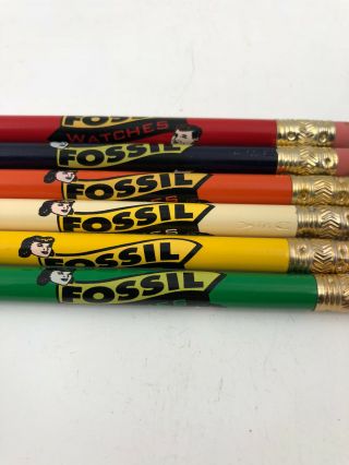 6 Vintage Advertisement Pencils FOSSIL Watches Novelty Lead Pencil 2