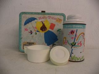 Vintage Aladdin Mary Poppins Metal Incomplete Lunchbox Thermos