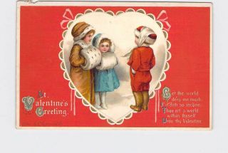 Antique Postcard Valentines Clapsaddle Greeting Let The World Deny Me Much