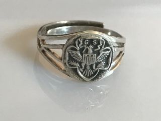 Antique Vintage Sterling Silver Girl Scout Insignia Ring Adjustable