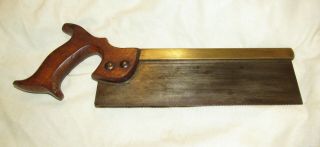 Vintage 10 Inch Brass Back Saw Woodworking Tool