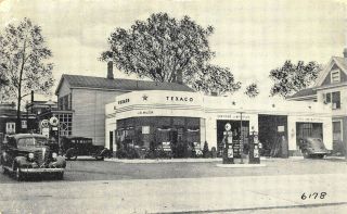 Cincinnati Oh J.  B.  Wilson Texaco Gas Station Old Cars Postcard