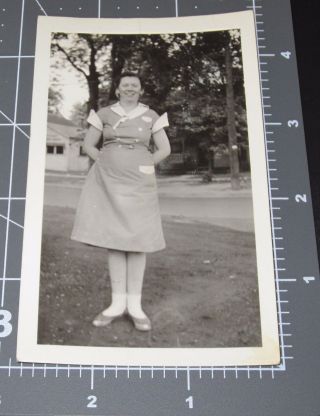 Happy Waitress Uniform Woman In Diner Dress Vintage Photo Lunch Counter Worker