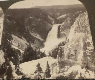 Antique Stereoview - Lower Falls Of The Yellowstone National Park C.  L.  Wasson
