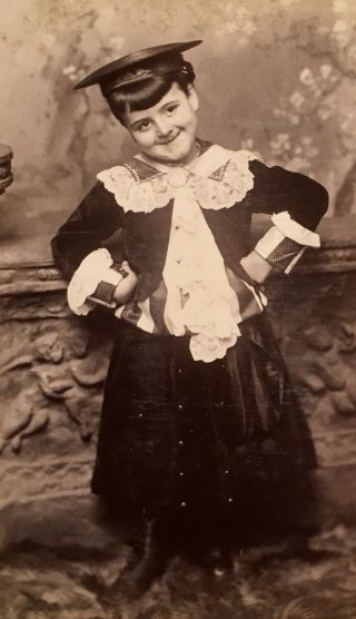 1900’s Cute Adorable Young School Girl Pose Cabinet Card Photo Boston Mass