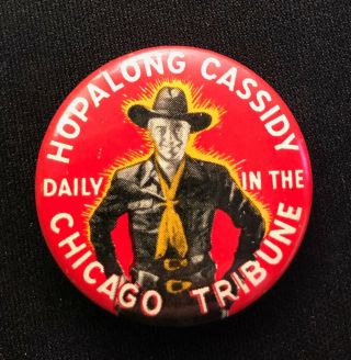 Western Movie Cowboy Button From 1950 Promoting Hopalong Cassidy Daily Comic In