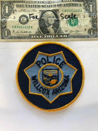 Older Vintage Willcox Arizona Police Patch Un - Sewn (hard To Find)