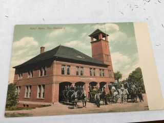 1907 Ma Postcard Athol Massachusetts Vintage Fire Station 2 Dept.  Horses Wagons