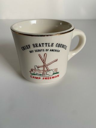 Boy Scouts Mug Chief Seattle Council Camp Freeman Ax Shovel Log BSA 6