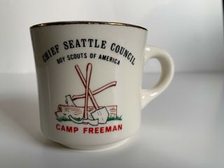Boy Scouts Mug Chief Seattle Council Camp Freeman Ax Shovel Log BSA 7