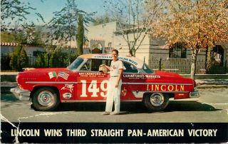 Postcard 1954 Pan - American Road Race - Lincoln - Champion