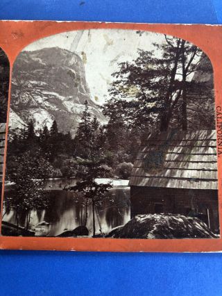 Stereoview Card Photo Mirror Lake Yosemite Valley,  California