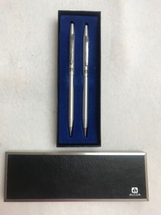 Vintage Grand Prix Alcoa Aluminum Advertising Pen & Pencil Set