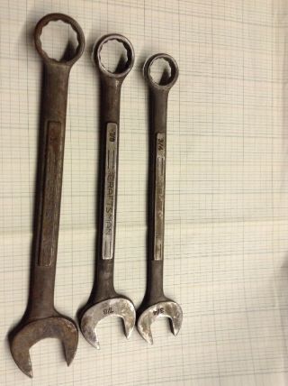 Vintage Craftsman Usa =v= Series Wrenches Short,  3/4 ",  7/8 ",  1 "