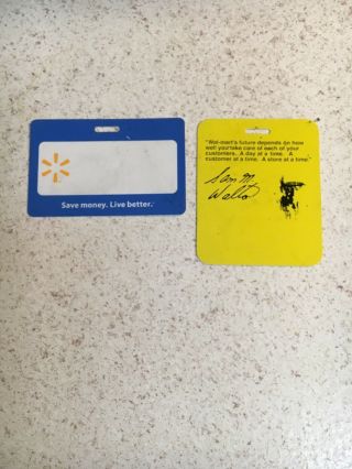 Walmart Employee Associate Blank Name Badge W/ Yellow Backer