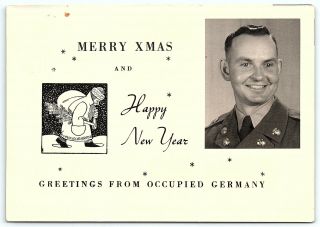 Vtg Postcard Rppc Real Photo Ww2 Occupied Germany Xmas Solider Army Years A8