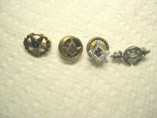 4 Pins,  Two 14k Gold Mason,  One Eastern Star And One Shriners.  Lapel Pins