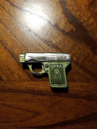 Vintage Die Cast Green Gun Pencil Sharpener