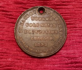 1893 Columbian Exposition Chicago RARE HOLED FOR SUSPENSION MEDAL COIN TOKEN 2