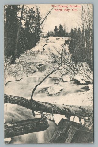 “spring Breakup” North Bay Ontario—rare Antique Postcard Hs Campbell—winter 