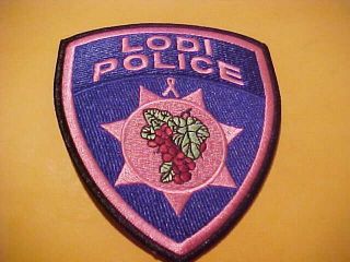 Lodi California Breast Cancer Police Patch Shoulder Size Pink