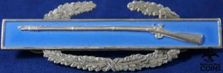 Wwii Sterling Silver (. 925) Blue Enameled Rifle Military Medal Pin (17.  6 Grams)