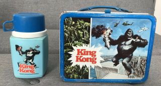 Vintage 1977 King Kong Movie Monster Metal Lunch Box & Thermos