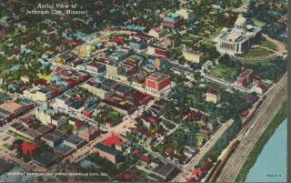 Jefferson City Missouri Aerial View State Capitol Vintage Linen Pc Rare