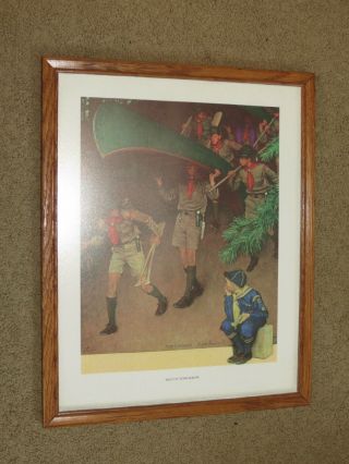 Euc Norman Rockwell / Boy Scout Print - Men Of Tomorrow - In Simple Wood Frame