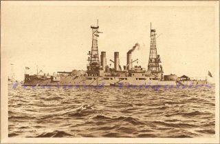 Pre - Wwi 1911 Us Navy Uss Ohio Bb - 12 Battleship Port Broadside Photogravure Print
