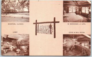 Rockton,  Illinois Postcard The Wagon Wheel Lodge Motel / Bar View Roadside 1960s