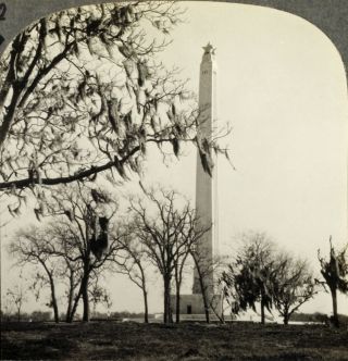 Keystone Stereoview Memorial To Sam Houston In Texas From Rare 1200 Card Set A