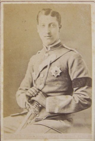 Prince Albert Victor Of Wales,  Military Uniform,  Holding A Sword,  Circa 1885