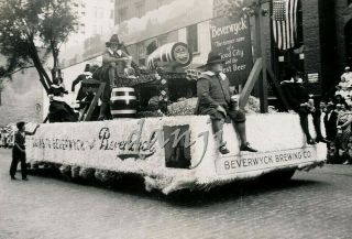 Beverwyck Brewing Co Parade Float On Street In Albany Ny Old Photo
